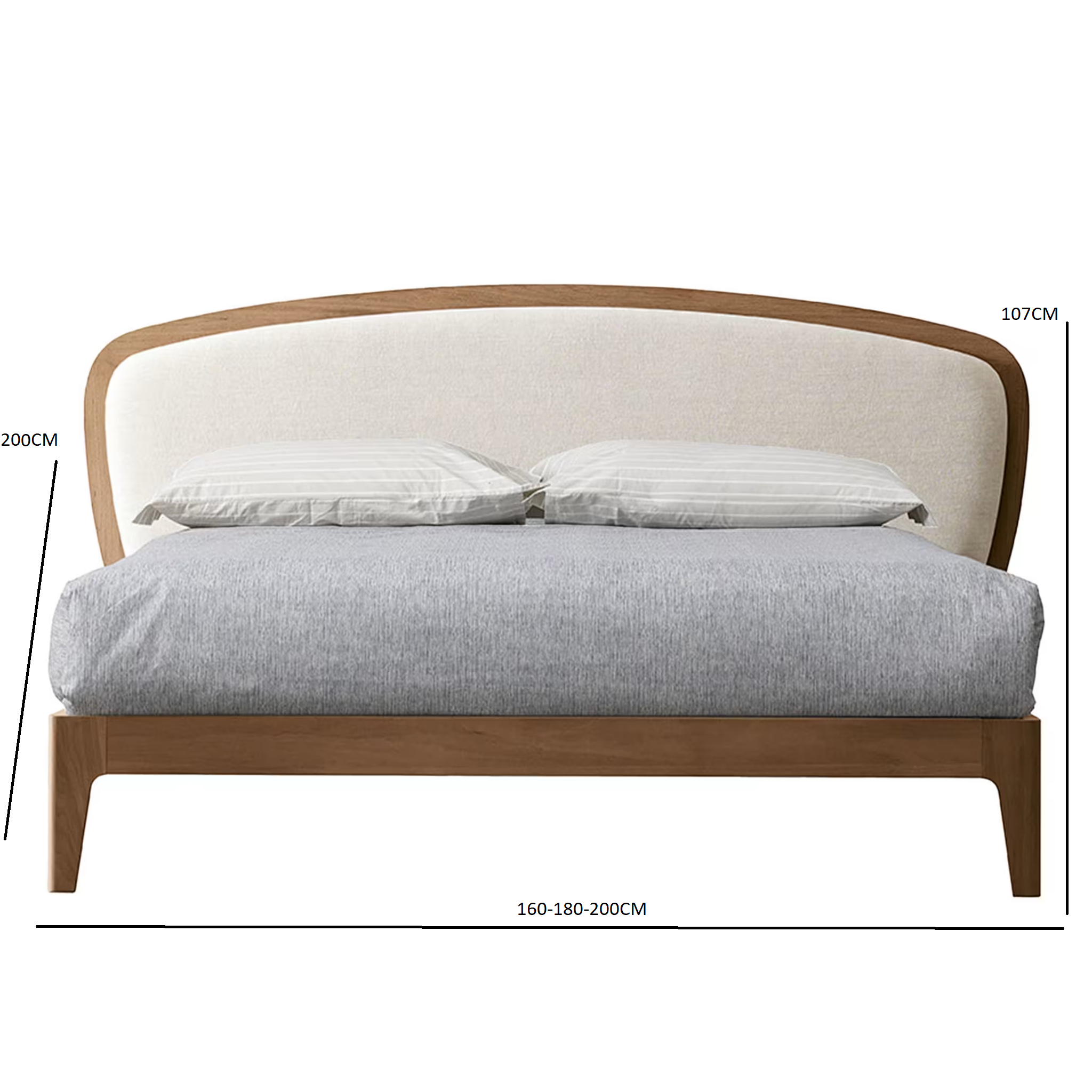 سرير من الخشب مع تنجيد فاخر 